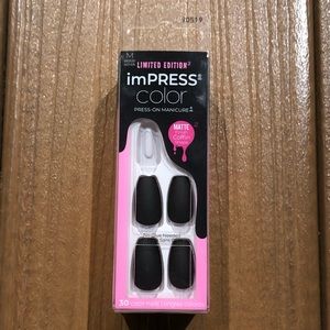 New Kiss Impress Color Matte Finish Coffin Shape Thriller Night Fake Nails